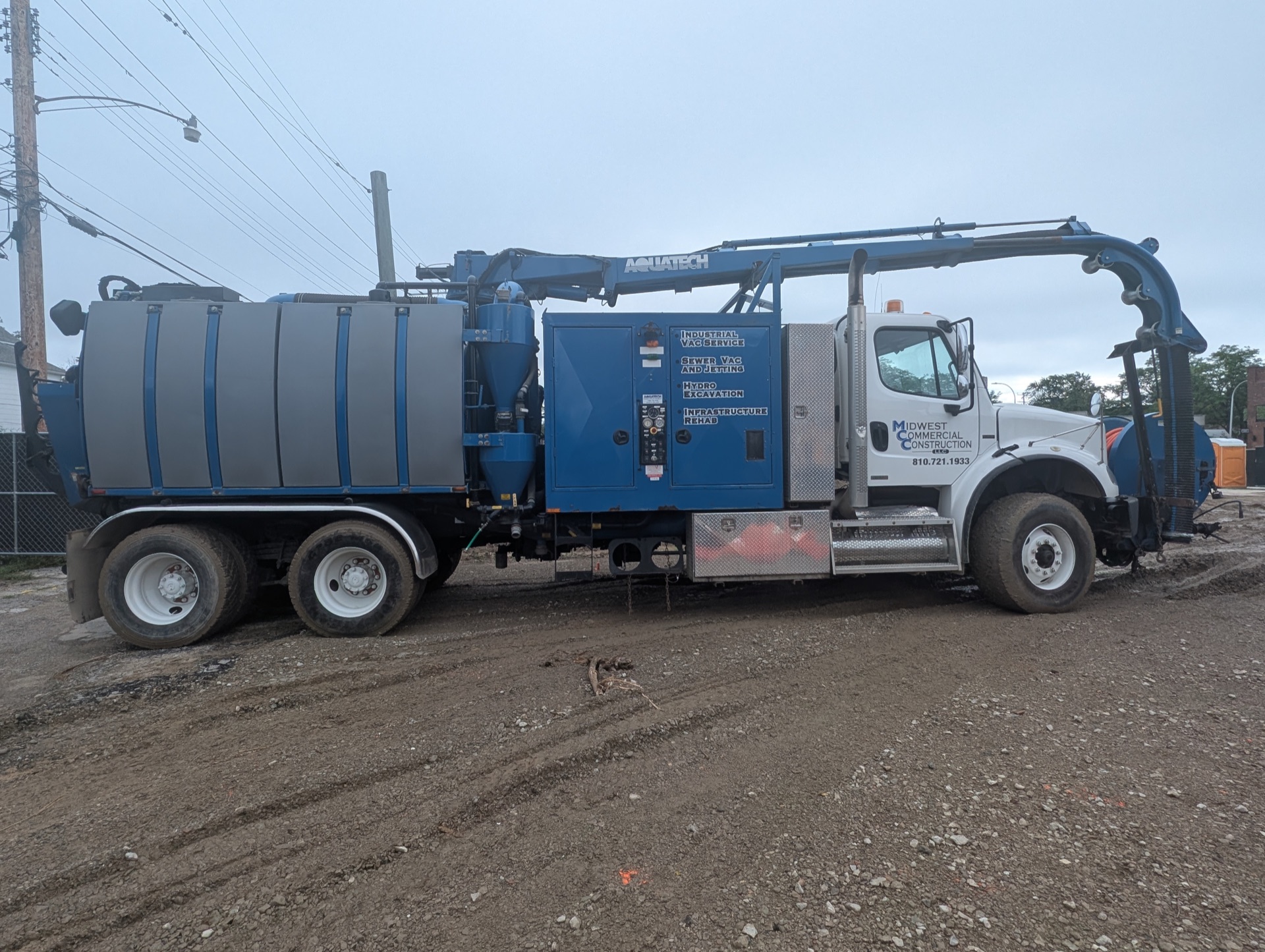 Midwest Infra high-pressure sewer jetting truck on-site